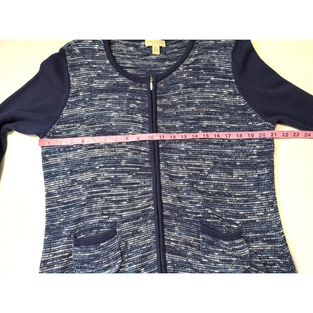 Appleseeds Womens Zip Cardigan Sweater Size PL Y2K 90s Grandpa Professor Indie‎ - Picture 5 of 8